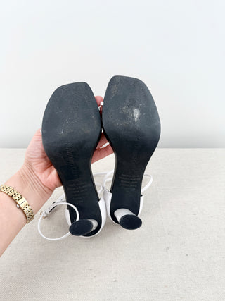 Manning Cartell Block Heel Wrap Strappy Sandals White Black Women's Size EU 36
