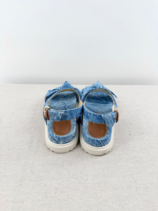 Alexandre Birman Clarita Denim Bow Sporty Slingback Sandals Blue Women's EU 35