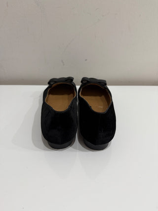 NWOT Isaac Mizrahi Suede Square Toe Bow Slip On Ballet Flats Black Women's US 8