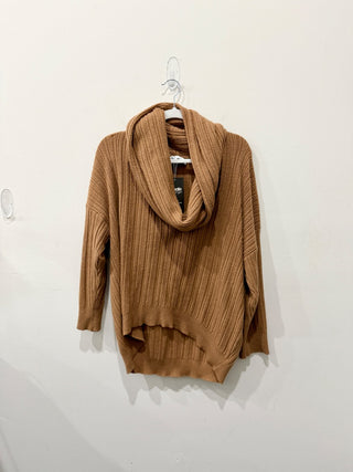 Zara Dolman Sleeve Cowl Neck Ribbed Oversized Pullover Sweater Toffee Camel Med