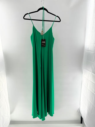 Simona Corsellini sleeveless long silk blend dress with metal detail, 44 FR/ 12 US