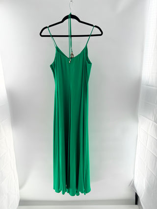 Simona Corsellini sleeveless long silk blend dress with metal detail, 44 FR/ 12 US