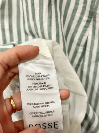 NWT Posse Diana Sleeveless Square Neck Linen Mini Dress Seagrass Stripe Women XS