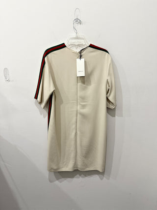 NWT Gucci Light Viscose Cady Stretch Mini T-Shirt Dress Gardenia 42 IT / US 6