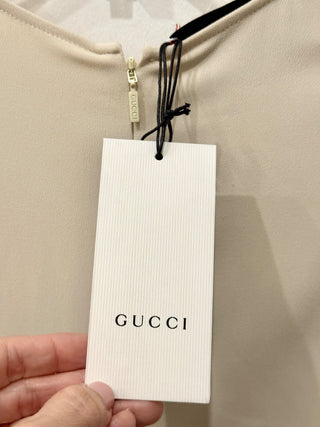 NWT Gucci Light Viscose Cady Stretch Mini T-Shirt Dress Gardenia 42 IT / US 6