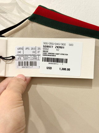 NWT Gucci Light Viscose Cady Stretch Mini T-Shirt Dress Gardenia 42 IT / US 6