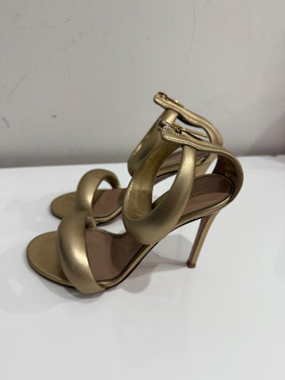 Gianvito Rossi Bijoux 100mm Leather Stilettos Heel Sandals Mekong Gold Womens 36