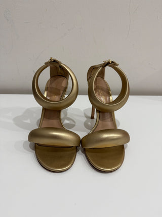 Gianvito Rossi Bijoux 100mm Leather Stilettos Heel Sandals Mekong Gold Womens 36