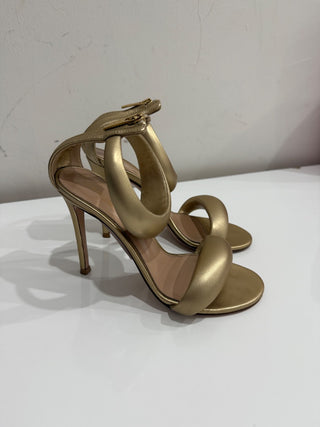 Gianvito Rossi Bijoux 100mm Leather Stilettos Heel Sandals Mekong Gold Womens 36