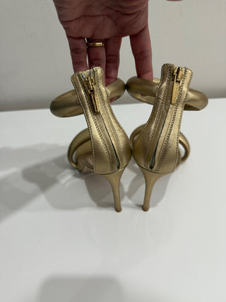 Gianvito Rossi Bijoux 100mm Leather Stilettos Heel Sandals Mekong Gold Womens 36