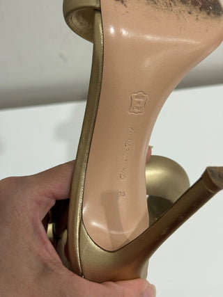 Gianvito Rossi Bijoux 100mm Leather Stilettos Heel Sandals Mekong Gold Womens 36