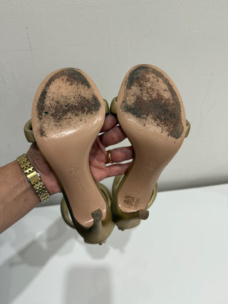 Gianvito Rossi Bijoux 100mm Leather Stilettos Heel Sandals Mekong Gold Womens 36