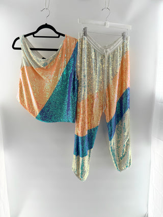 Retrofete sequin set top adn jogger pants, top S / bottom XS