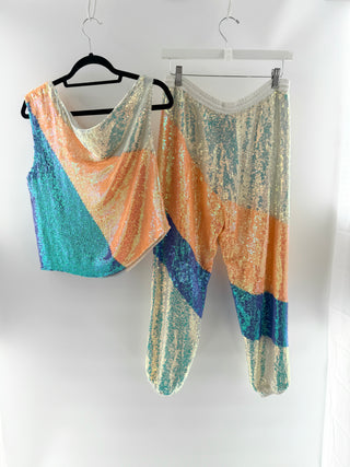 Retrofete sequin set top adn jogger pants, top S / bottom XS