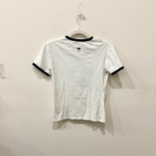 Christian Dior Lucky Dior Ringer Short Sleeve Graphic Tee White/Navy Women's XS