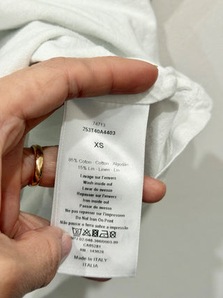 Christian Dior Lucky Dior Ringer Short Sleeve Graphic Tee White/Navy Women's XS