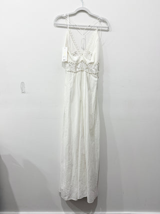 NWT The Jetset Diaries Grazie Crochet Trim Maxi Dress White Women's Size XS