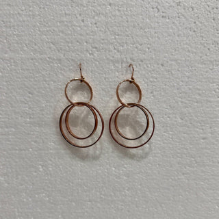 Trina Turk Drop Dangle 3 Layer Round Hoop Hook Earrings Rose Gold