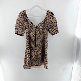 Alice + Olivia Dana Lace Up Leopard Burnout Satin Mini Dress Brown Black Women 2