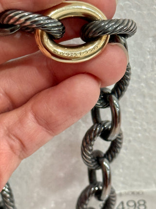 David Yurman DY Madison Darkened Silver / Gold Chain Chocker Necklace