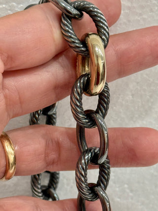 David Yurman DY Madison Darkened Silver / Gold Chain Chocker Necklace