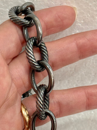 David Yurman DY Madison Darkened Silver / Gold Chain Chocker Necklace