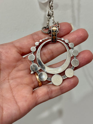 John Hardy Sterling Silver 18K Yellow Gold Dot Open Circle Pendant Necklace