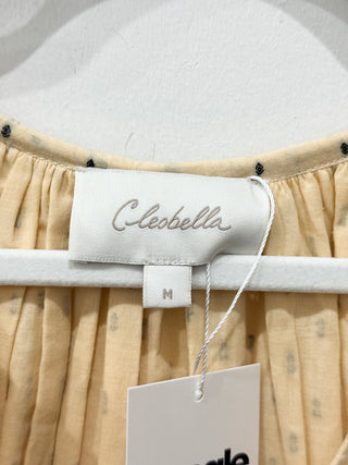 Cleobella Eloise Polka Dot Flutter Sleeve V-Neck Mini Dress Yellow Womens Medium