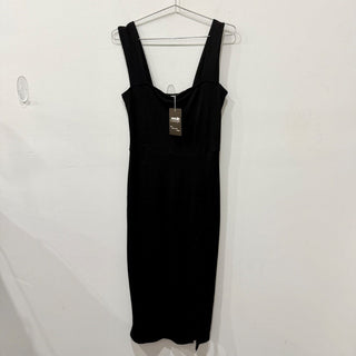 Reformation Cassi Sleeveless Square Neck Ribbed Knit Bodycon Midi Dress Black M