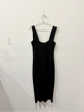 Reformation Cassi Sleeveless Square Neck Ribbed Knit Bodycon Midi Dress Black M