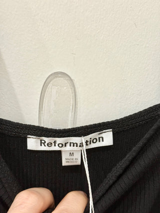 Reformation Cassi Sleeveless Square Neck Ribbed Knit Bodycon Midi Dress Black M