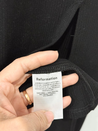 Reformation Cassi Sleeveless Square Neck Ribbed Knit Bodycon Midi Dress Black M