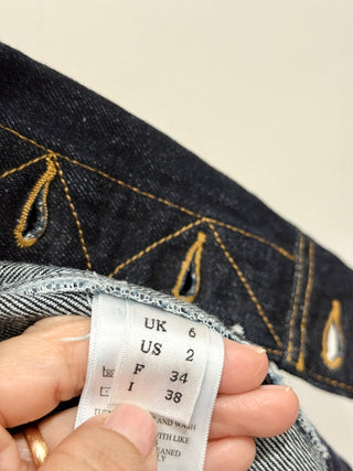 Victoria Beckham Long Sleeve Crop Denim Jean Jacket  Indigo Women's Size US 2