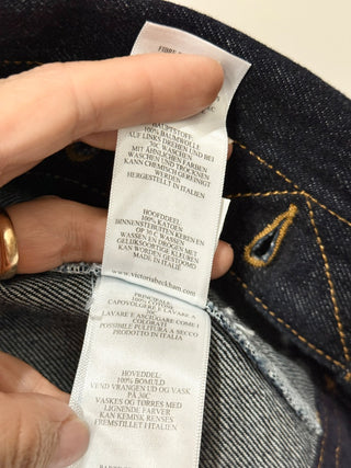 Victoria Beckham Long Sleeve Crop Denim Jean Jacket  Indigo Women's Size US 2