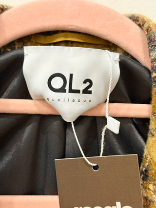 QL2 Beata Plaid Wool Blend Single Breasted Blazer Brown Womens Size 42 IT / US 6