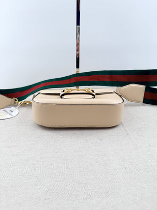 Gucci horsebit 1955 leather flap bag with 2 straps