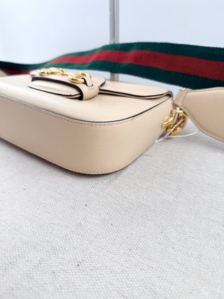 Gucci horsebit 1955 leather flap bag with 2 straps