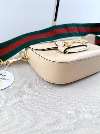 Gucci horsebit 1955 leather flap bag with 2 straps