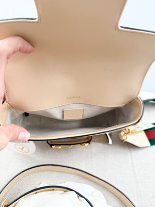 Gucci horsebit 1955 leather flap bag with 2 straps