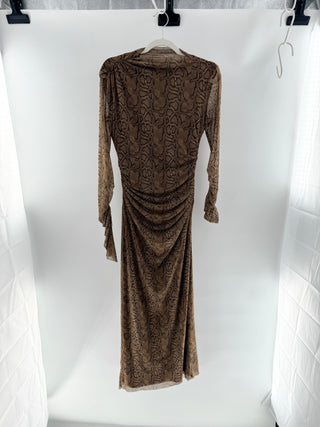 Zara Snakeskin print long sleeve dress with ruching, M