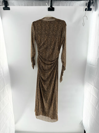 Zara Snakeskin print long sleeve dress with ruching, M