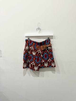 Johanna Ortiz embroidered wrap mini skirt with buckle, 0