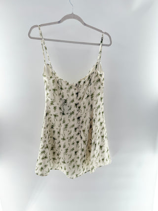 House of CB Mini dress with sage floral print and thin adjustable straps, M