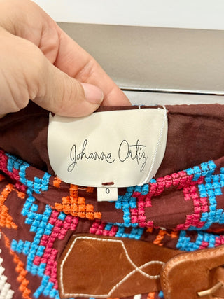 Johanna Ortiz embroidered wrap mini skirt with buckle, 0