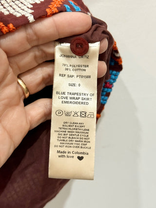 Johanna Ortiz embroidered wrap mini skirt with buckle, 0