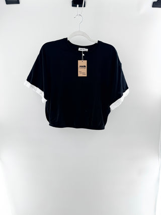Simkhai contrast trim tee with elastic band, L