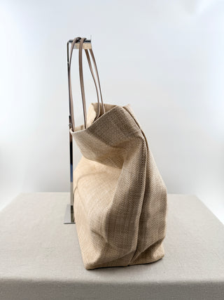 Prada raffia extra large beach tote bag with leather handles