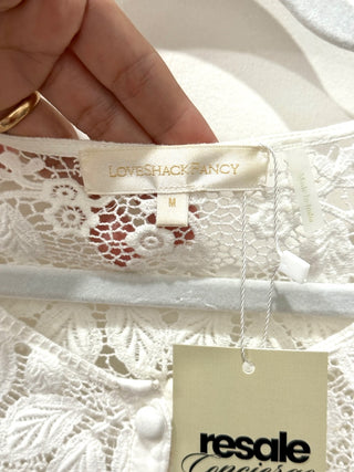 LoveShackFancy Jaislyn Embroidered Mini Dress True White Women's Size Medium