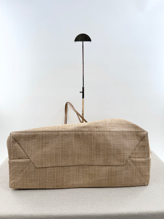 Prada raffia extra large beach tote bag with leather handles
