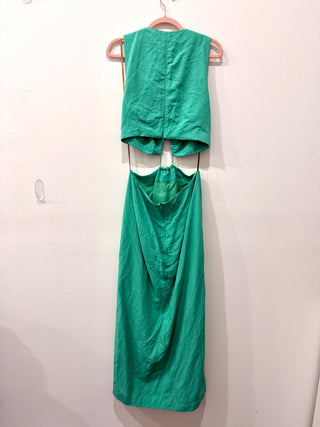 VIX By Paula Hermanny Gracie Front Slit Solid Cutout Midi Dress Green Women's Size 6